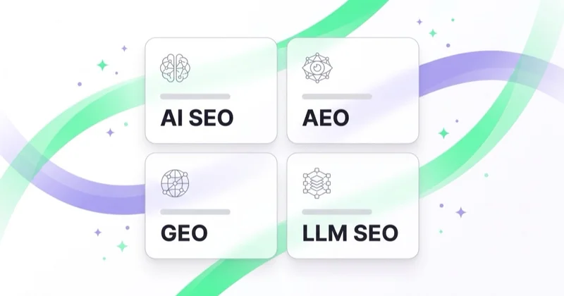 Comparison of AI SEO, AEO, GEO and LLM SEO
