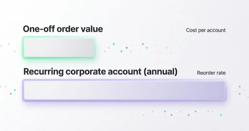 One-off catering order value versus recurring corporate account lifetime value