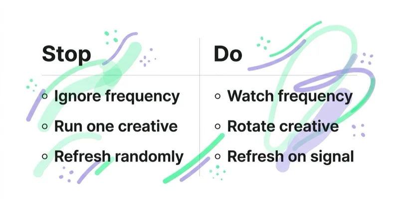 Diagram: creative-fatigue do's and don'ts.
