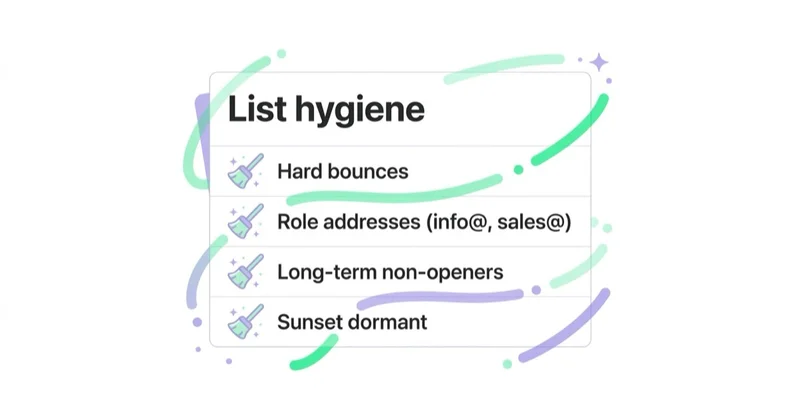 Diagram illustrating what email list hygiene includes.