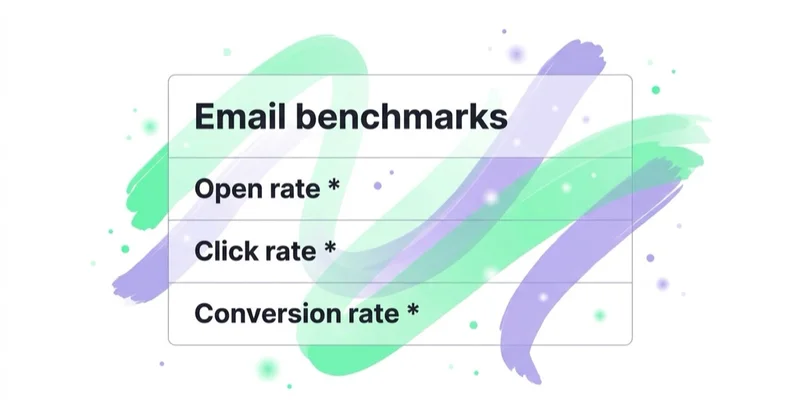 Diagram: email benchmarks are directional with caveats.