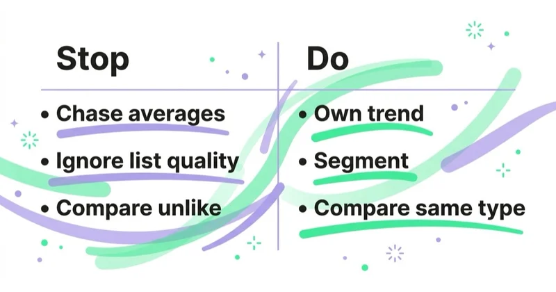 Diagram: email-benchmark do's and don'ts.