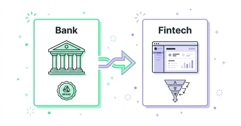 A contrast between bank-style brand marketing and product-led fintech acquisition.