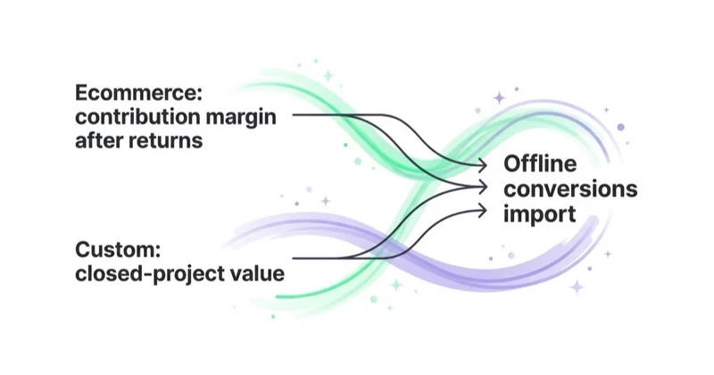 Furniture measurement split for ecommerce margin and closed custom projects via offline import