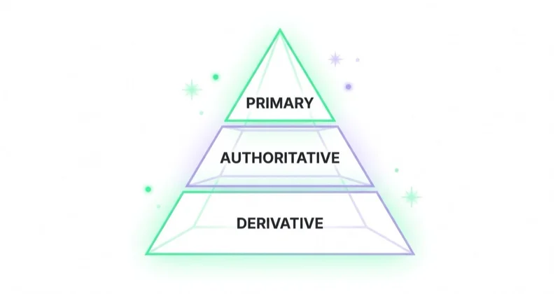 GEO source hierarchy: primary, authoritative, derivative