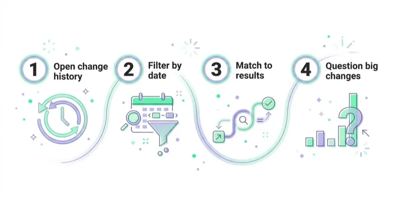 Diagram: how to read your change history step by step.