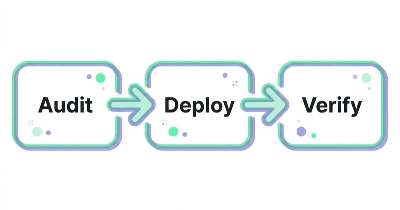Diagram: How Space Ads approaches the implementation — Audit, Deploy, Verify.