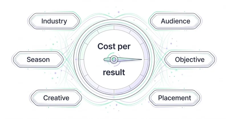 What drives Facebook ad cost per result: industry, audience, objective, creative, placement and season.