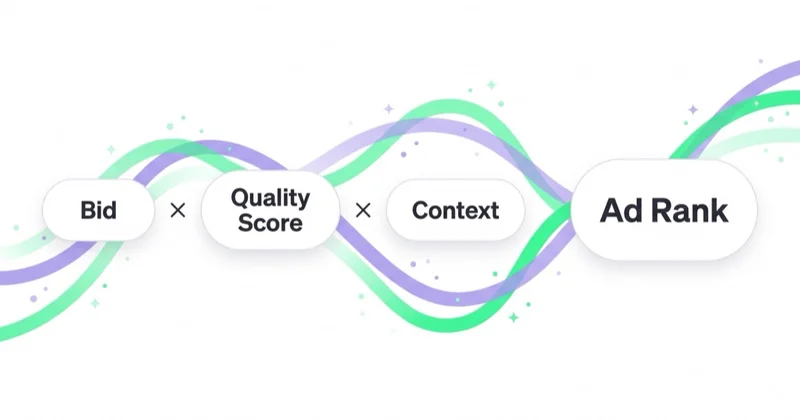 Ad Rank equals bid multiplied by Quality Score and context, so relevance lowers cost.