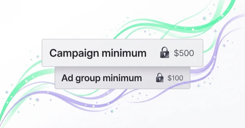 TikTok enforces minimum budgets at both campaign and ad-group level, raising the entry commitment.