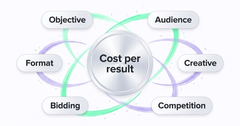 What drives TikTok ad cost: objective, audience, creative, competition, bidding and format.