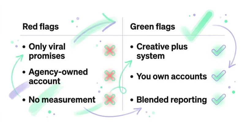 Diagram: TikTok agency red and green flags.