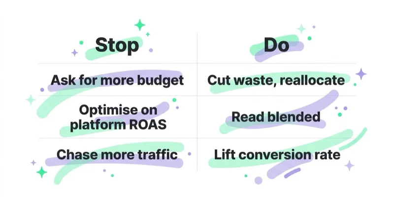 Diagram: budget-efficiency do's and don'ts.