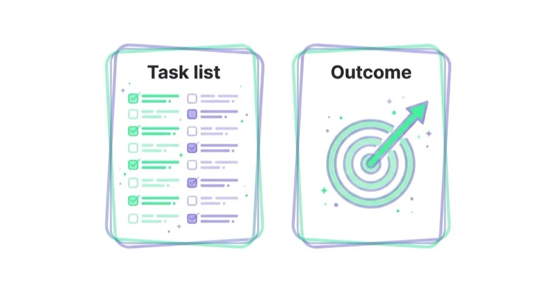 A task-list job description contrasted with an outcome-based one.