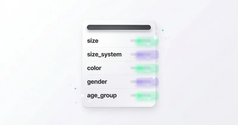 Footwear product-feed attributes — size, size_system, color, gender and age_group.