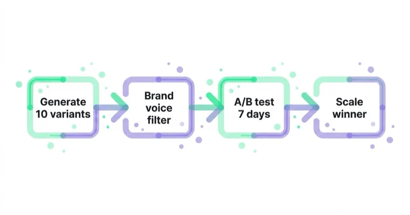 Evaluation workflow: 4-step A/B test funnel.