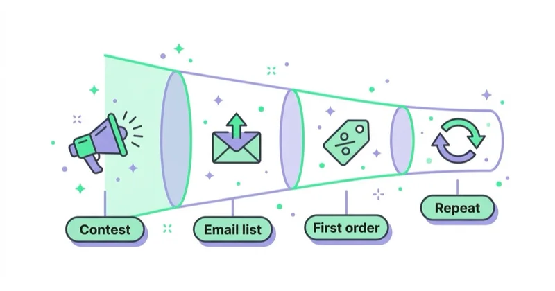 Diagram illustrating facebook contests for ecommerce.