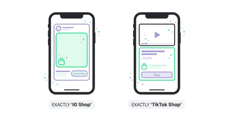Diagram illustrating instagram shop vs tiktok shop.
