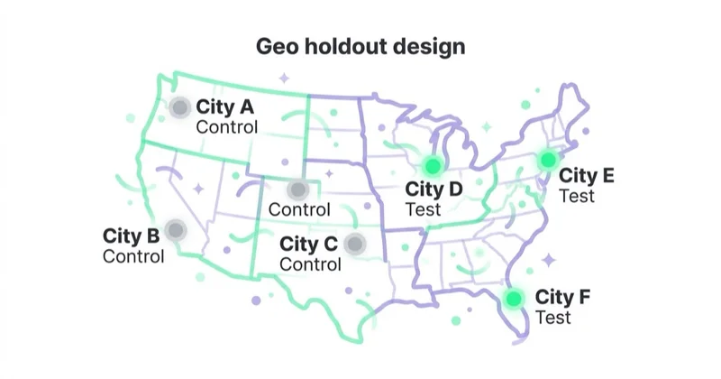 Geo experiment design with control and test markets.