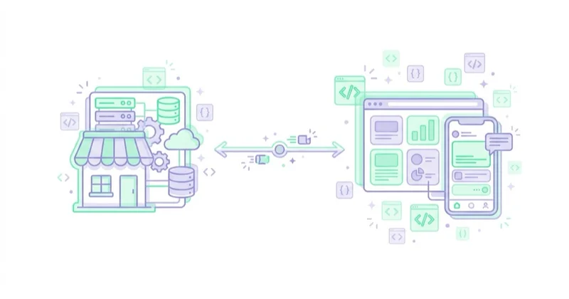Diagram illustrating headless magento.