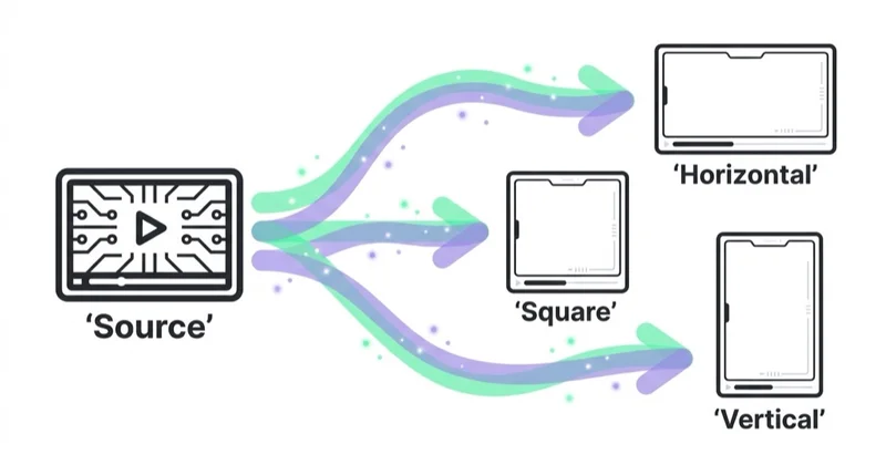 Diagram illustrating repurposing video without losing quality.