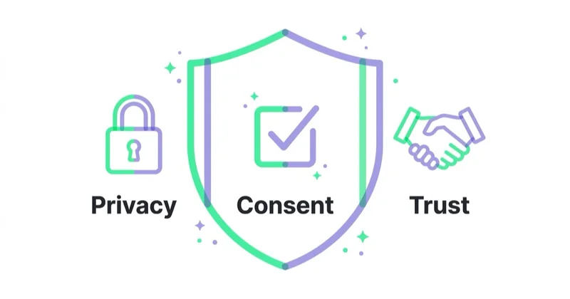 Diagram illustrating privacy, consent and trust.