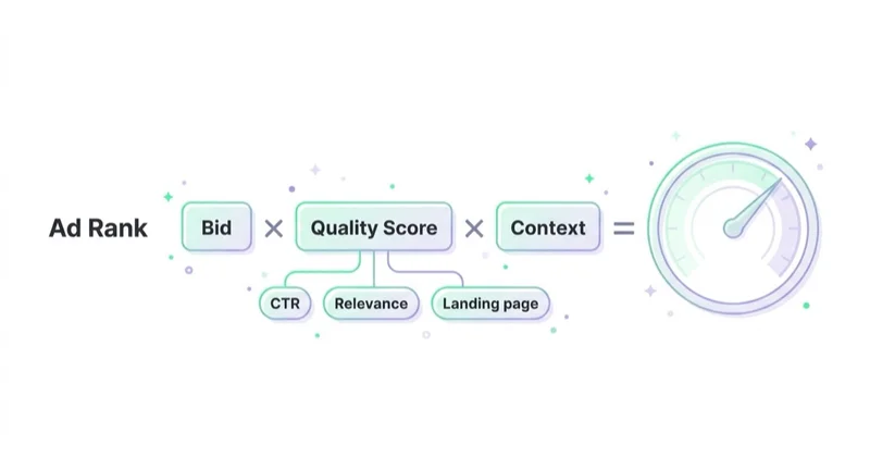 Diagram illustrating quality score and ad rank.