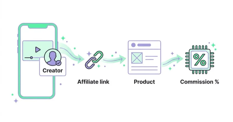 Diagram illustrating how creators and affiliates fit in.