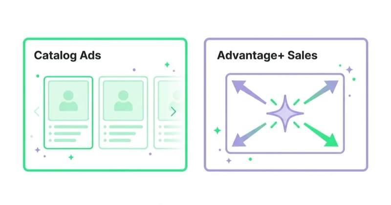 Diagram illustrating catalog ads vs advantage+ sales campaigns.