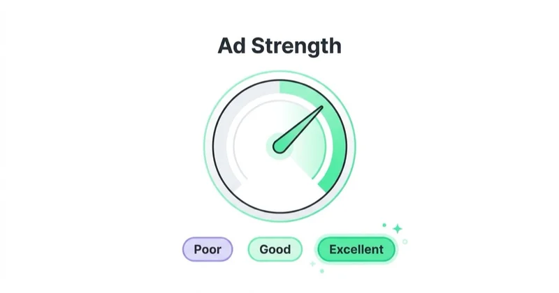 Diagram illustrating ad strength: useful but not the final kpi.
