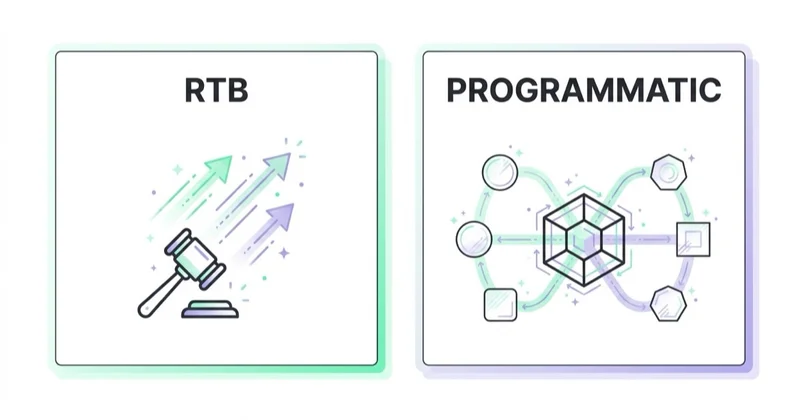 Diagram illustrating rtb vs programmatic advertising.