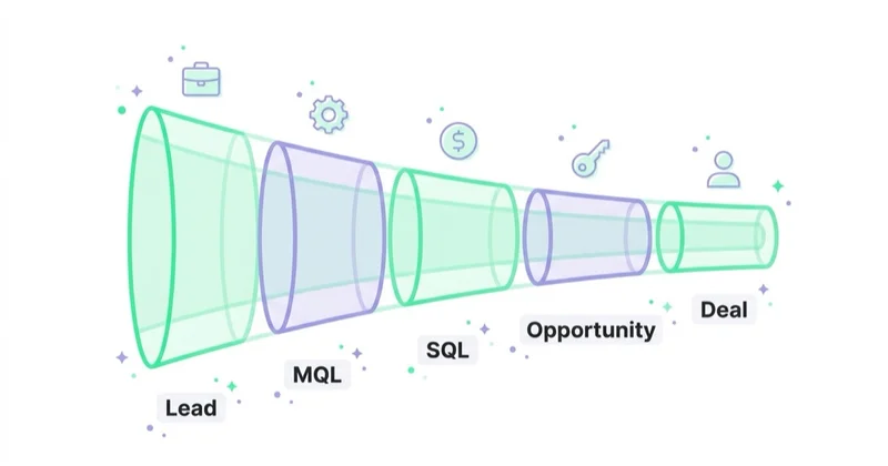 Diagram illustrating sales funnel in b2b and services.