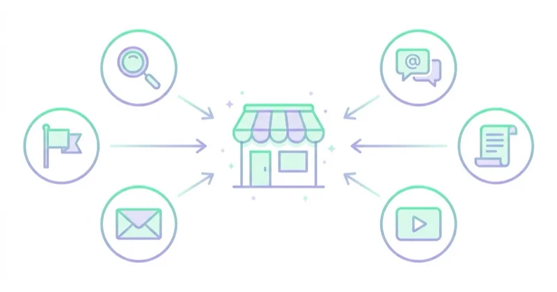 Diagram illustrating how digital marketing works in ecommerce.