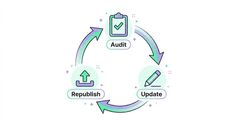 Diagram illustrating evergreen content refresh process.