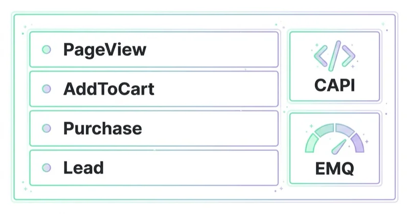 Diagram illustrating events manager, pixel and conversions api.