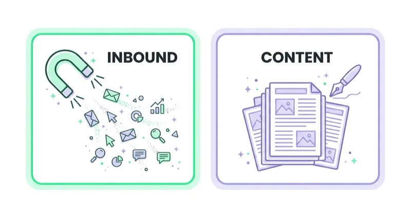 Diagram illustrating inbound vs content marketing.