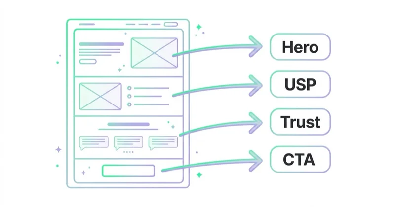 Diagram illustrating landing pages and ppc.