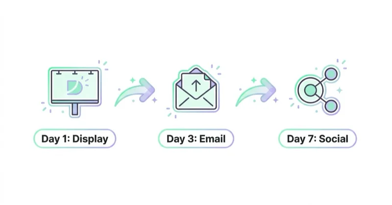 Diagram illustrating multi-channel remarketing sequences.