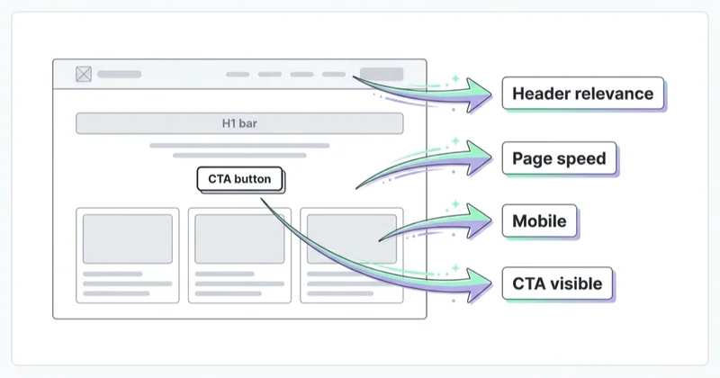 Diagram illustrating quality score and landing pages.