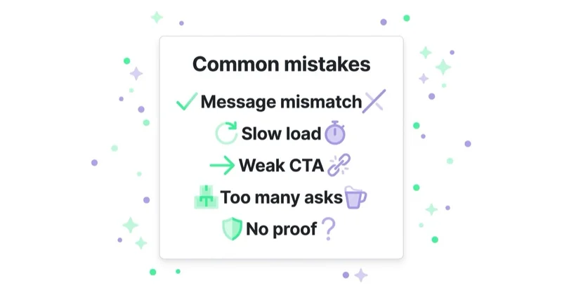 Diagram: common landing-page mistakes.