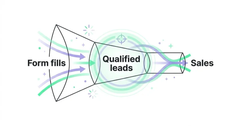 Diagram: optimise to qualified leads, not cost per lead.