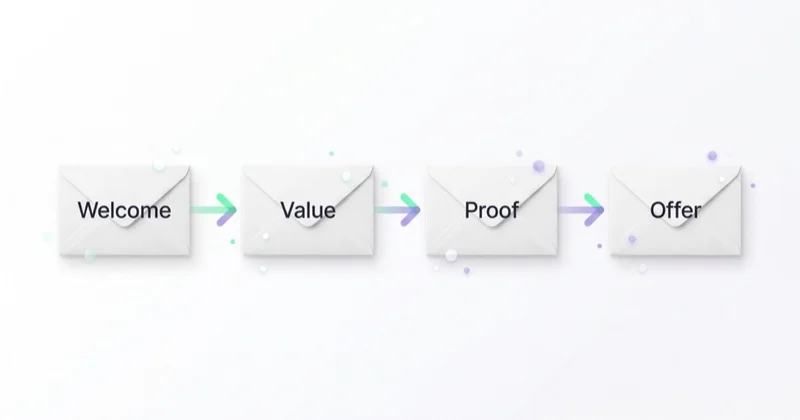 Nurture email sequence: welcome, value, proof, offer