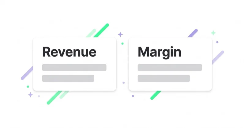 Two separate cards labelled Revenue and Margin, showing the two candidate inputs a store can feed into Google Ads as its conversion value.
