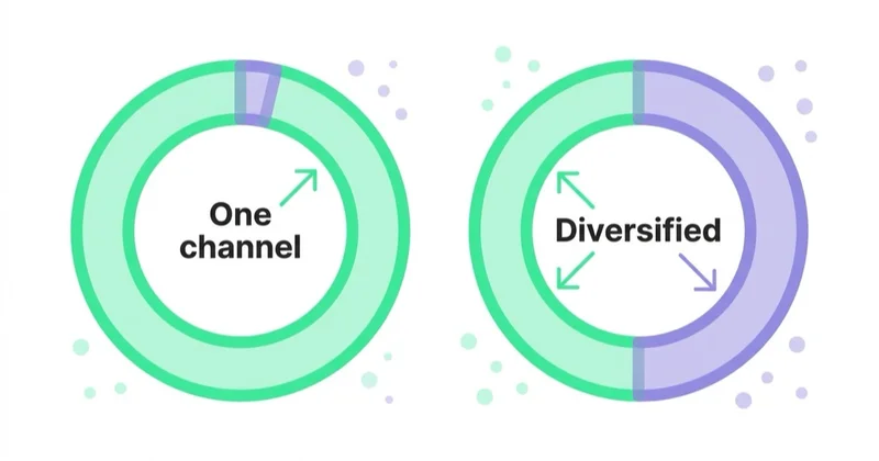 Channel concentration risk — one dominant channel versus a diversified acquisition mix.