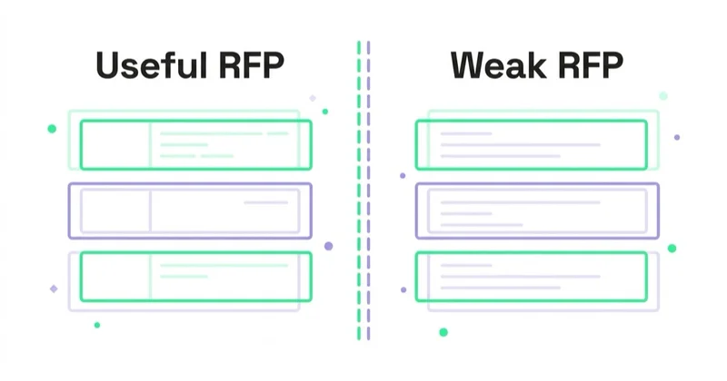 Diagram: How Space Ads responds to a useful RFP — Useful RFP, Weak RFP.