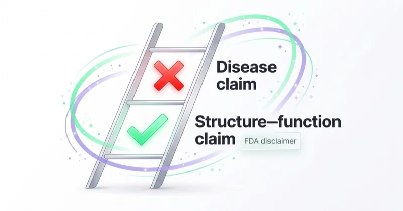 Supplement claim ladder: structure-function claims are allowed with the FDA disclaimer, while disease claims are prohibited.
