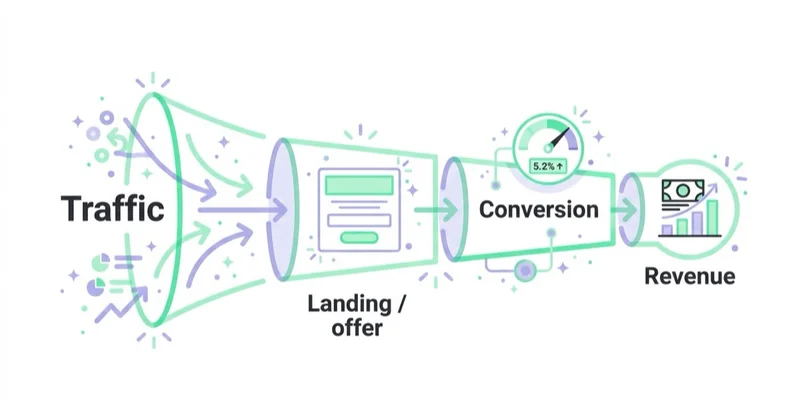 Diagram: the website conversion funnel.