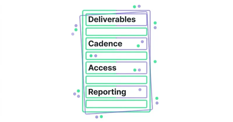 Diagram: How to evaluate an ASO provider — Deliverables, Cadence, Access, Reporting.