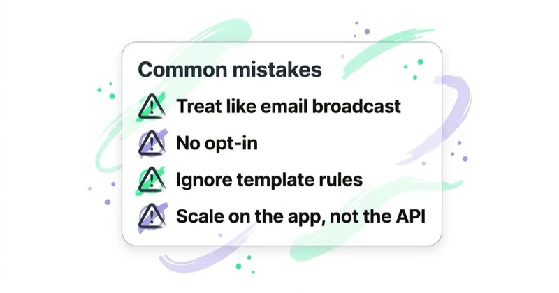 Diagram: common WhatsApp marketing mistakes.