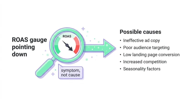 Diagram: ROAS is a symptom to diagnose.